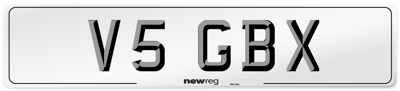 V5 GBX Number Plate from New Reg